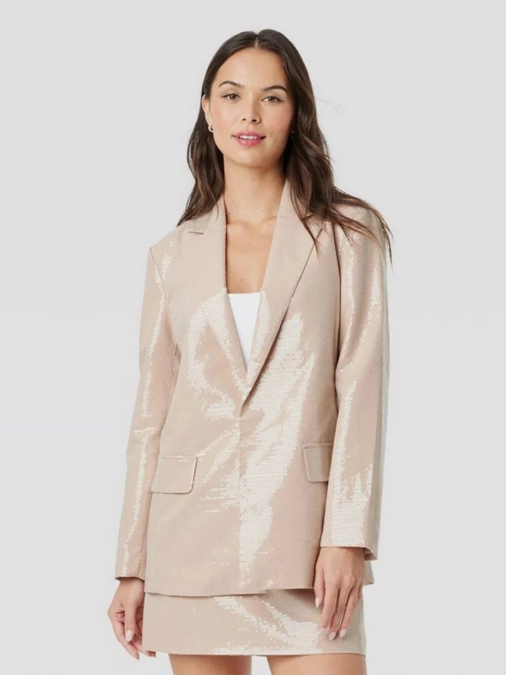 Women's Sequin Blazer - A New Day Tan XS
